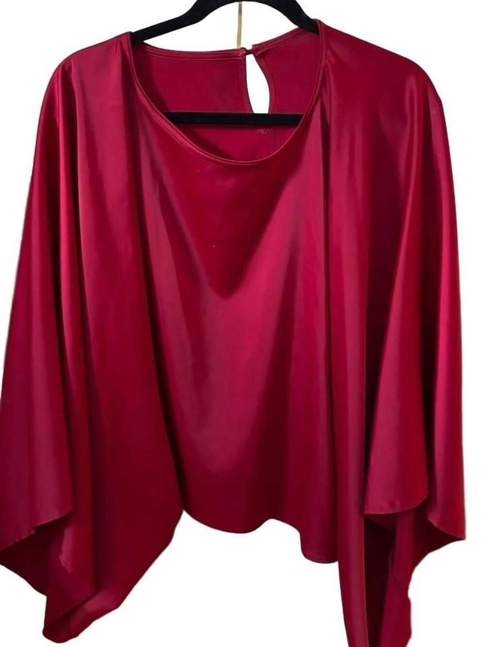 Red Satin Kimono Type Blouse Size L